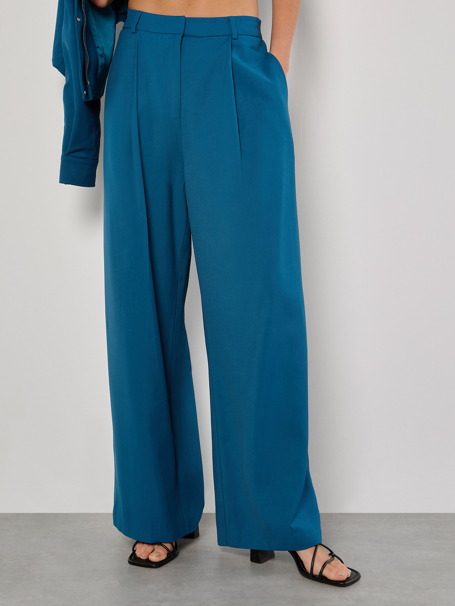 Vertical Power Tweed Tailored Wide-Leg Trousers main image 0