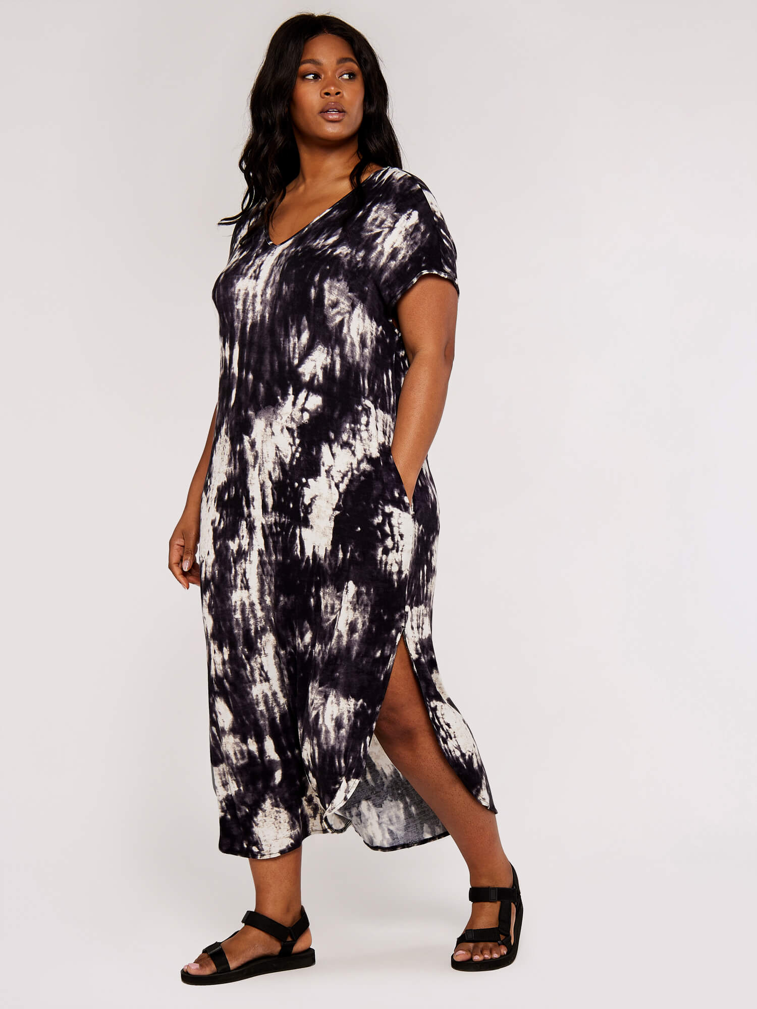 Shirt Dress Tie Dye Black Dress Weekday Huge Cotton T-shirt Dress