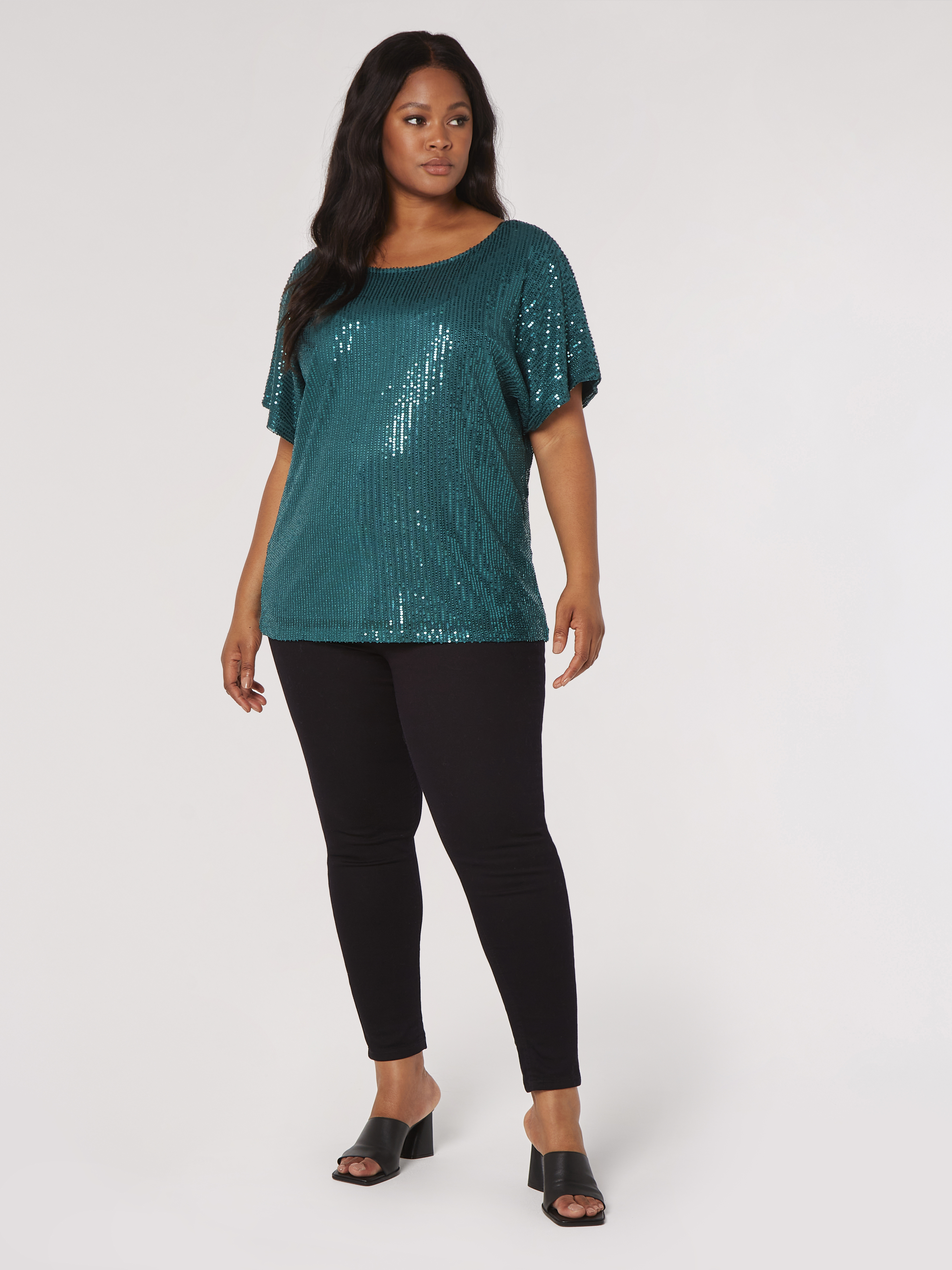 Curve Sequins Shimmer Top