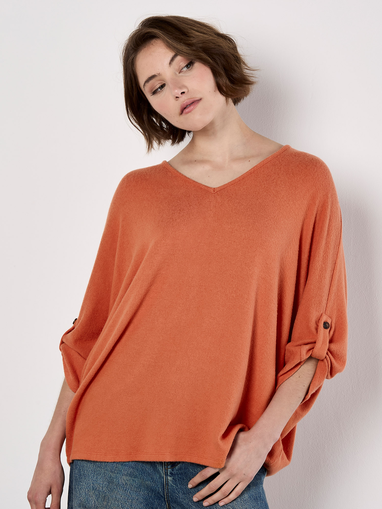 cotton Soft Touch Oversized Batwing Top | Apricot Clothing