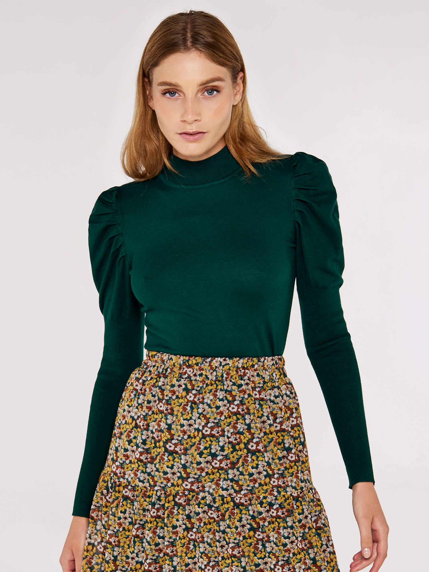Ruched Shoulder Fitted Jumper | Apricot Clothing