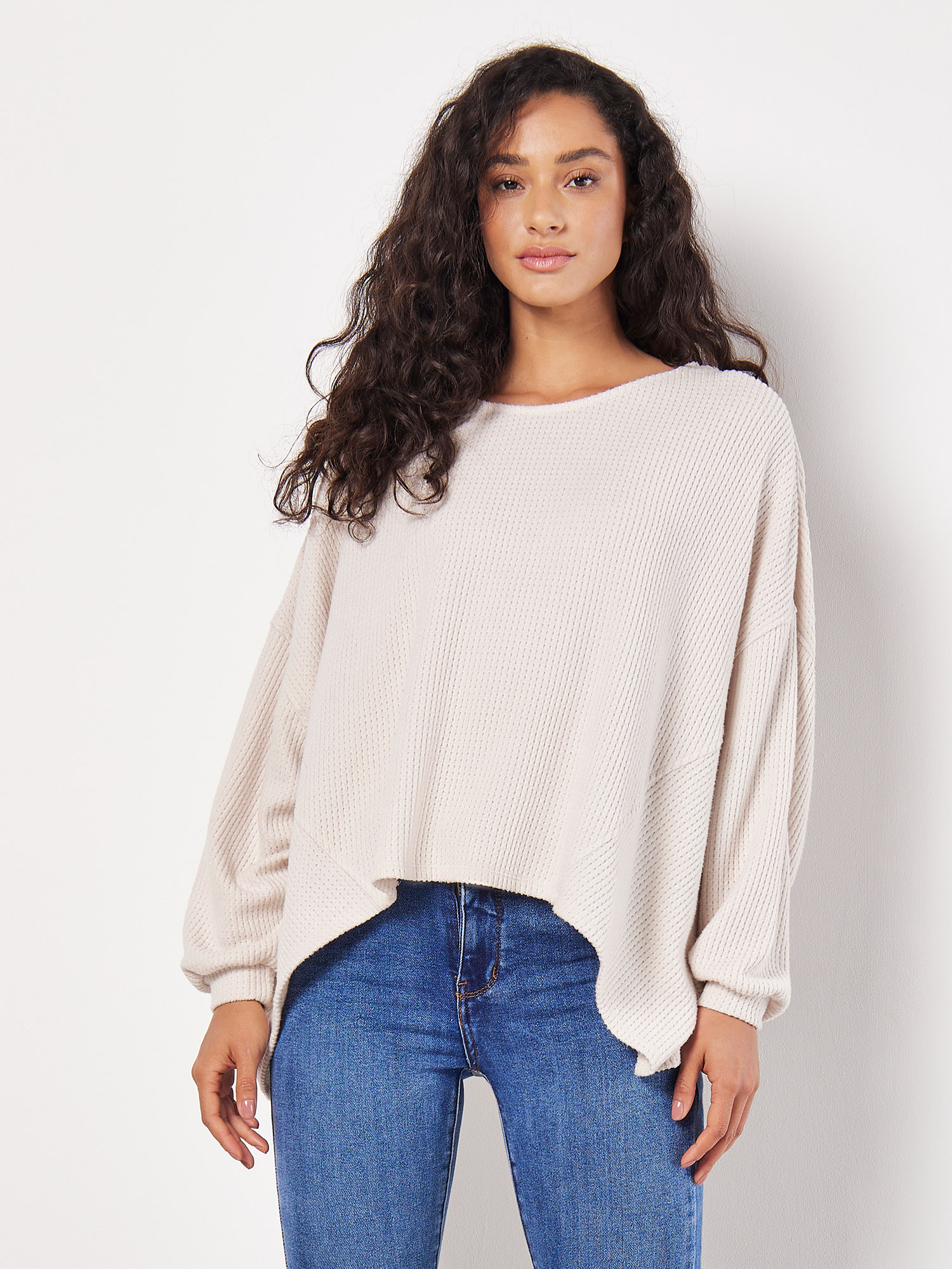 トップス abeundmor eyelet waffle tops WNEEDU Women's Waffle Knit Tunic Tops Loose Long Sleeve
