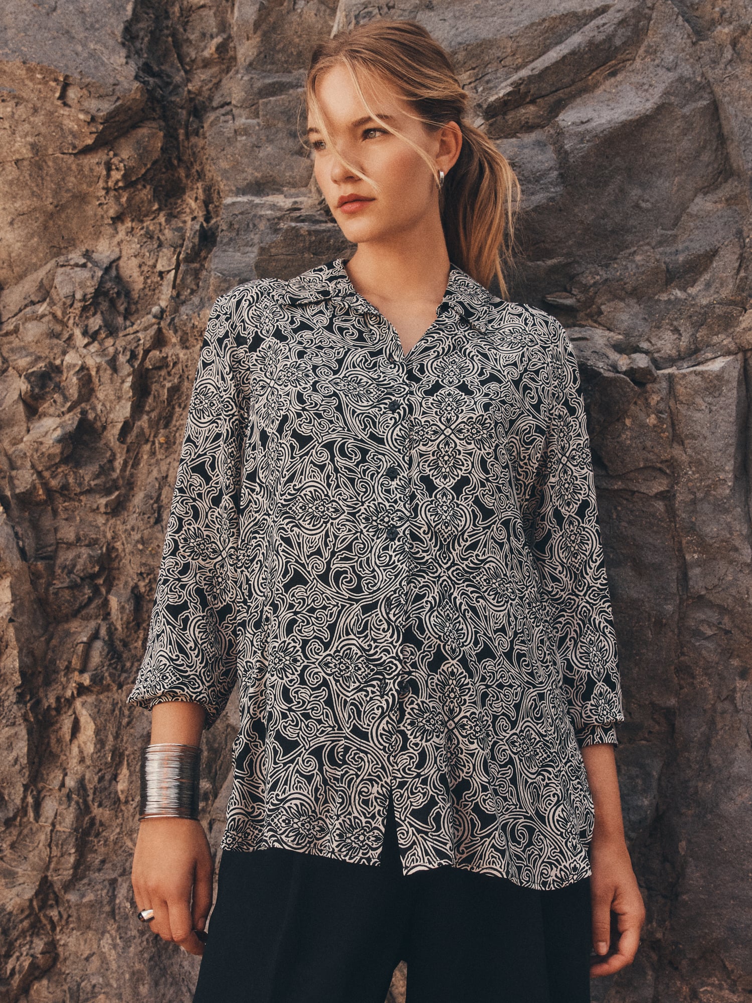 Art Deco Paisley Print Shirt | Apricot Clothing