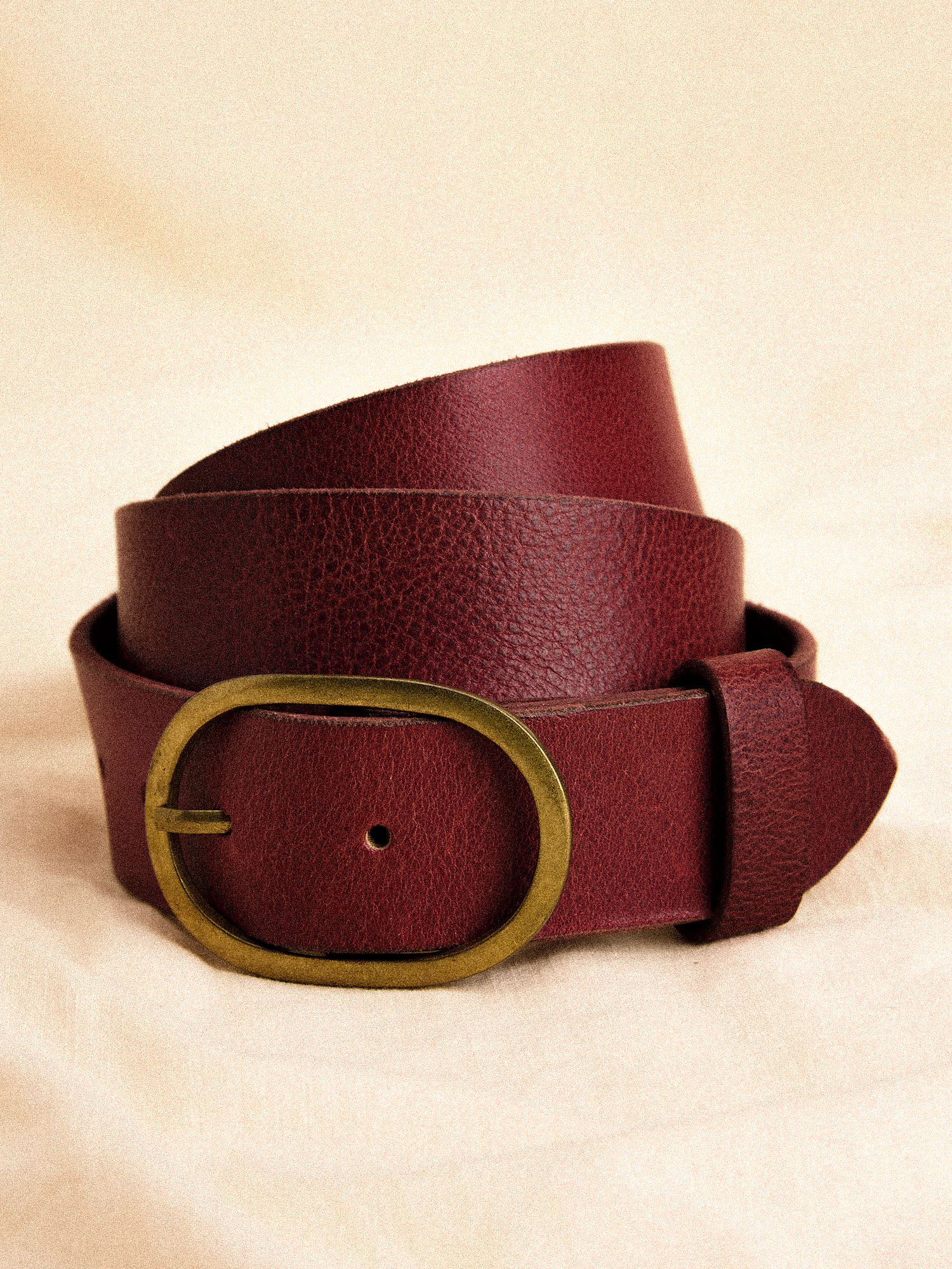 Red Leather Gold Buckle Belt Apricot Clothing