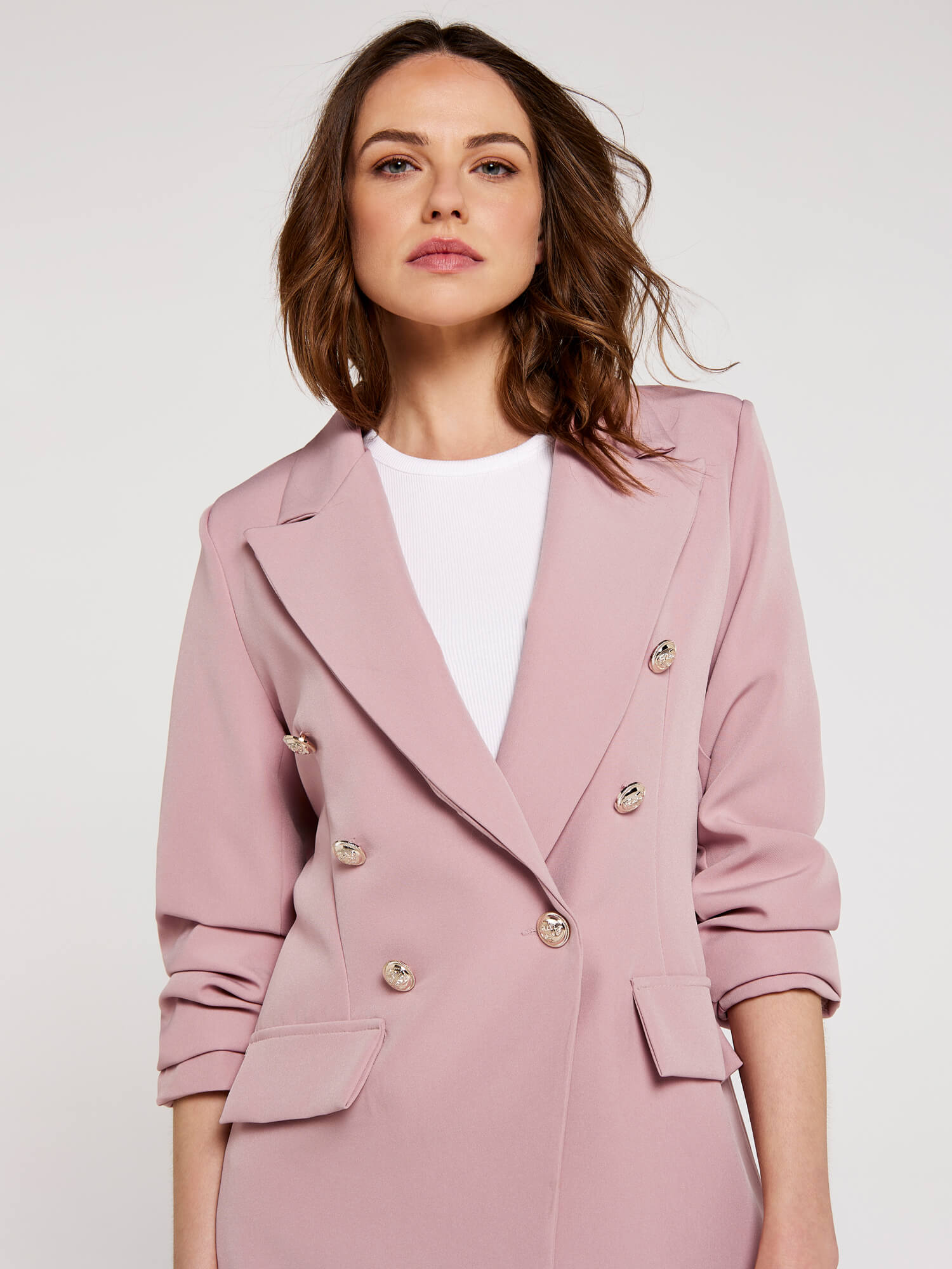 Pink double breasted jacket online