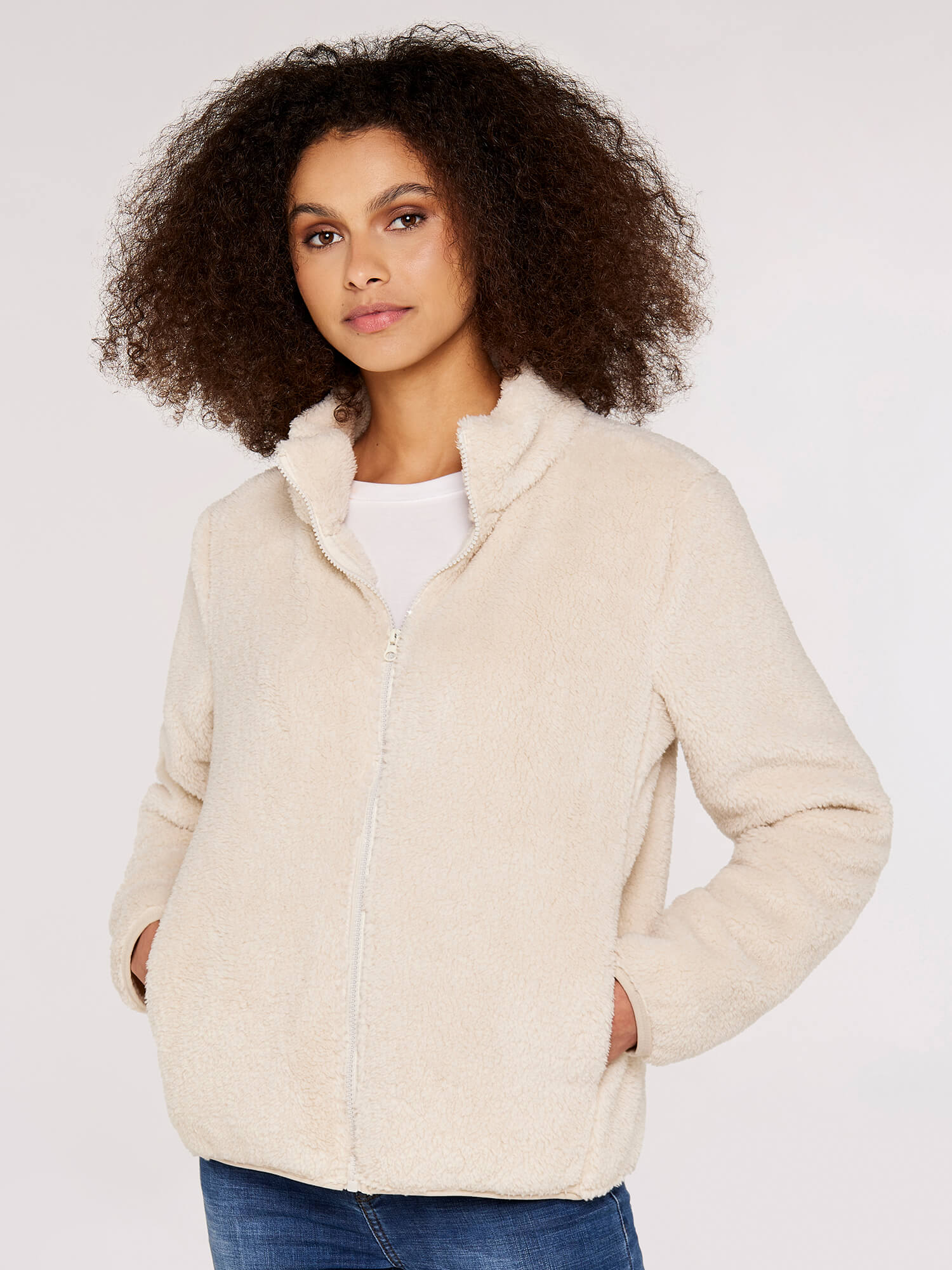 Fleece Cardigan Apricot Clothing