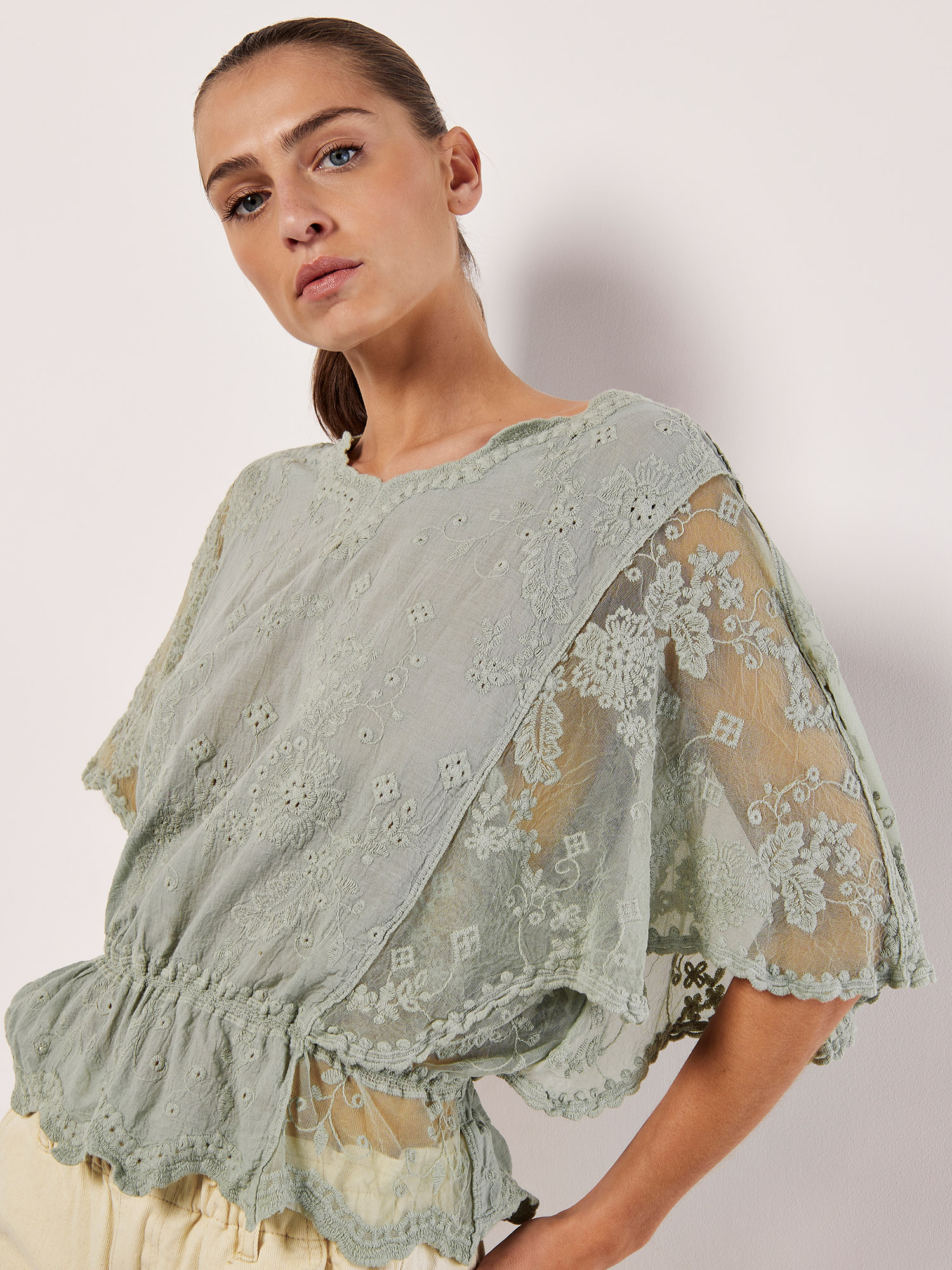 Poly Chambray Taffeta Batwing Top