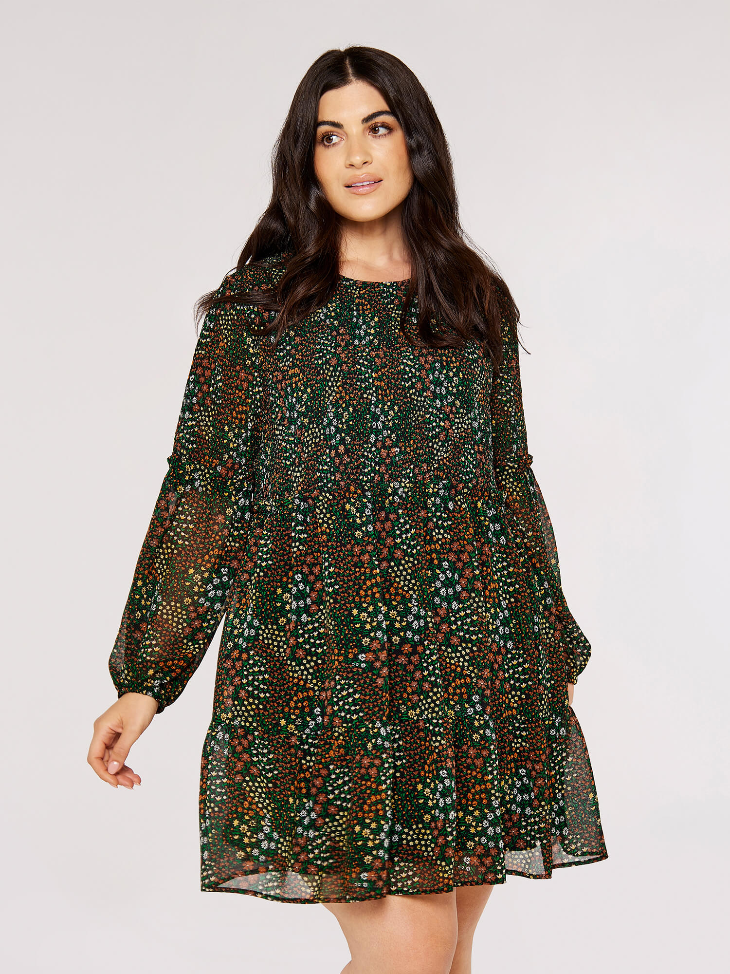 Patchwork Ditsy Babydoll Dress | Apricot UK