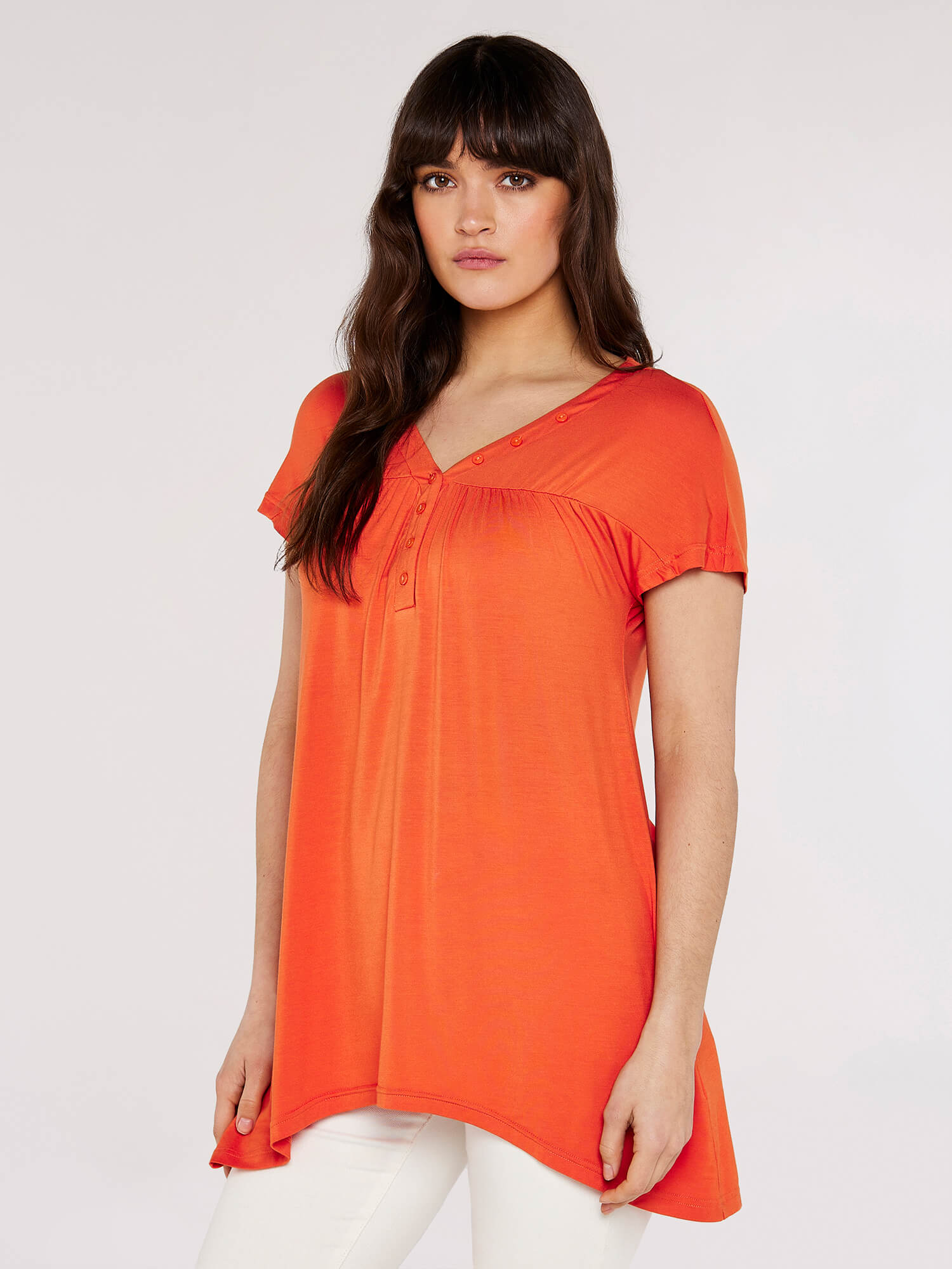 Buttoned High Low Tunic Apricot Clothing
