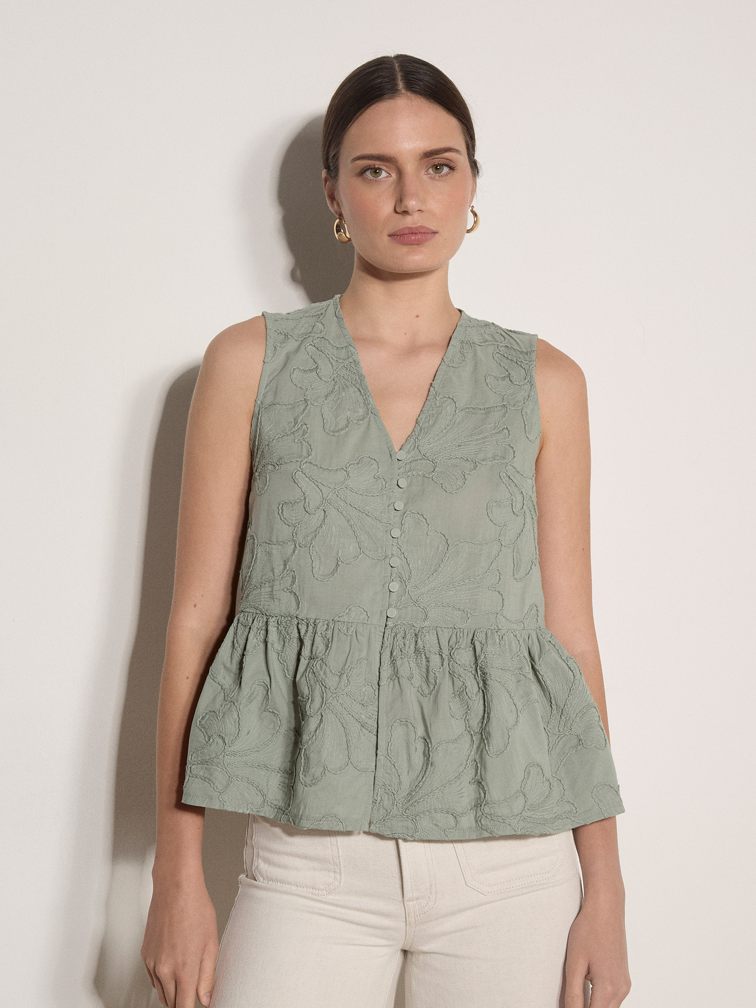 Floral Embroidered Cotton Peplum Top | Apricot Clothing Floral Embroidered Cotton Peplum Top | Apricot Clothing