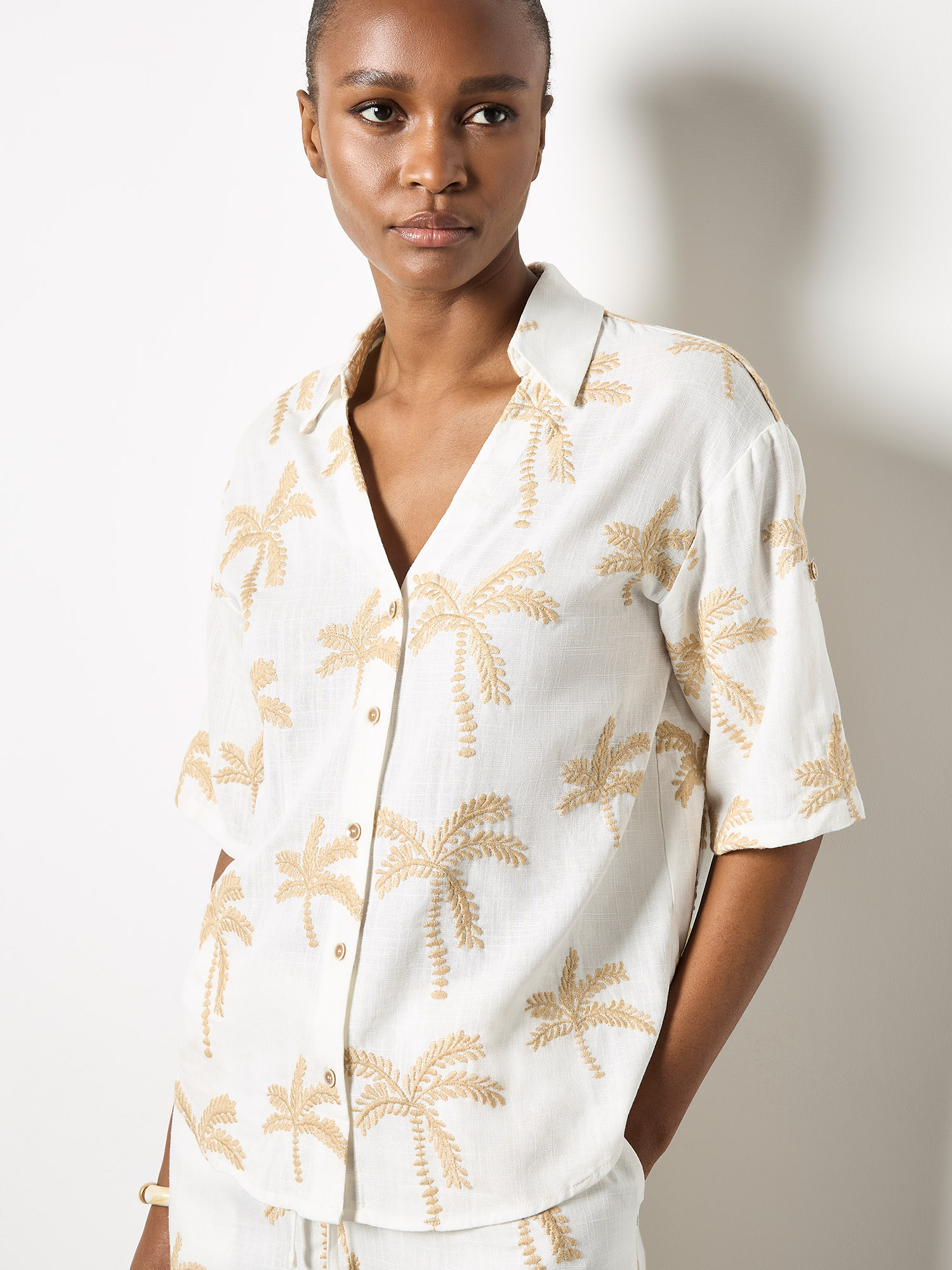 Palm Tree Embroidered Set (Shirt)