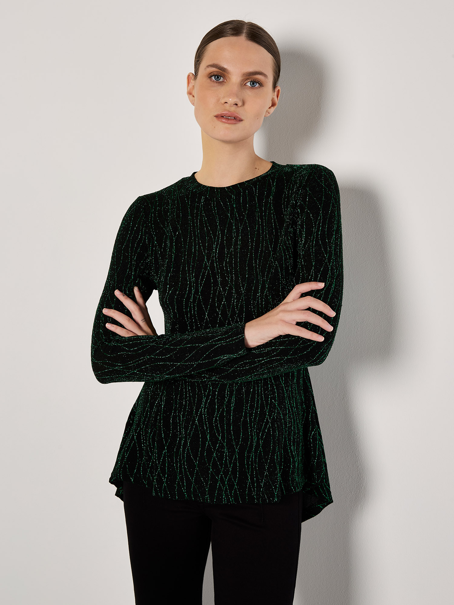 SYMMETRY PEPLUM SWEAT TOP