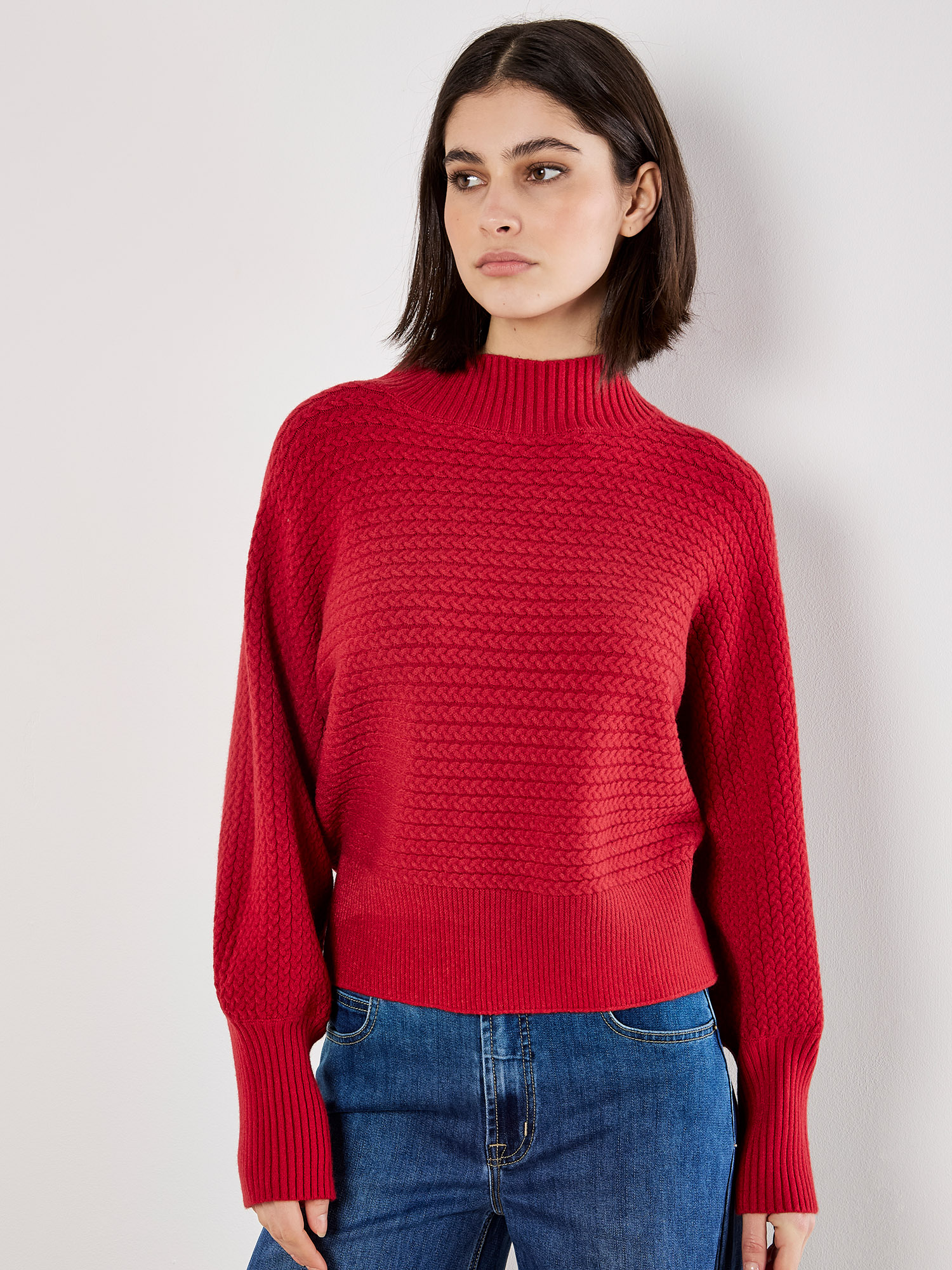 Twisted Cable Knit Batwing Jumper | Apricot Clothing