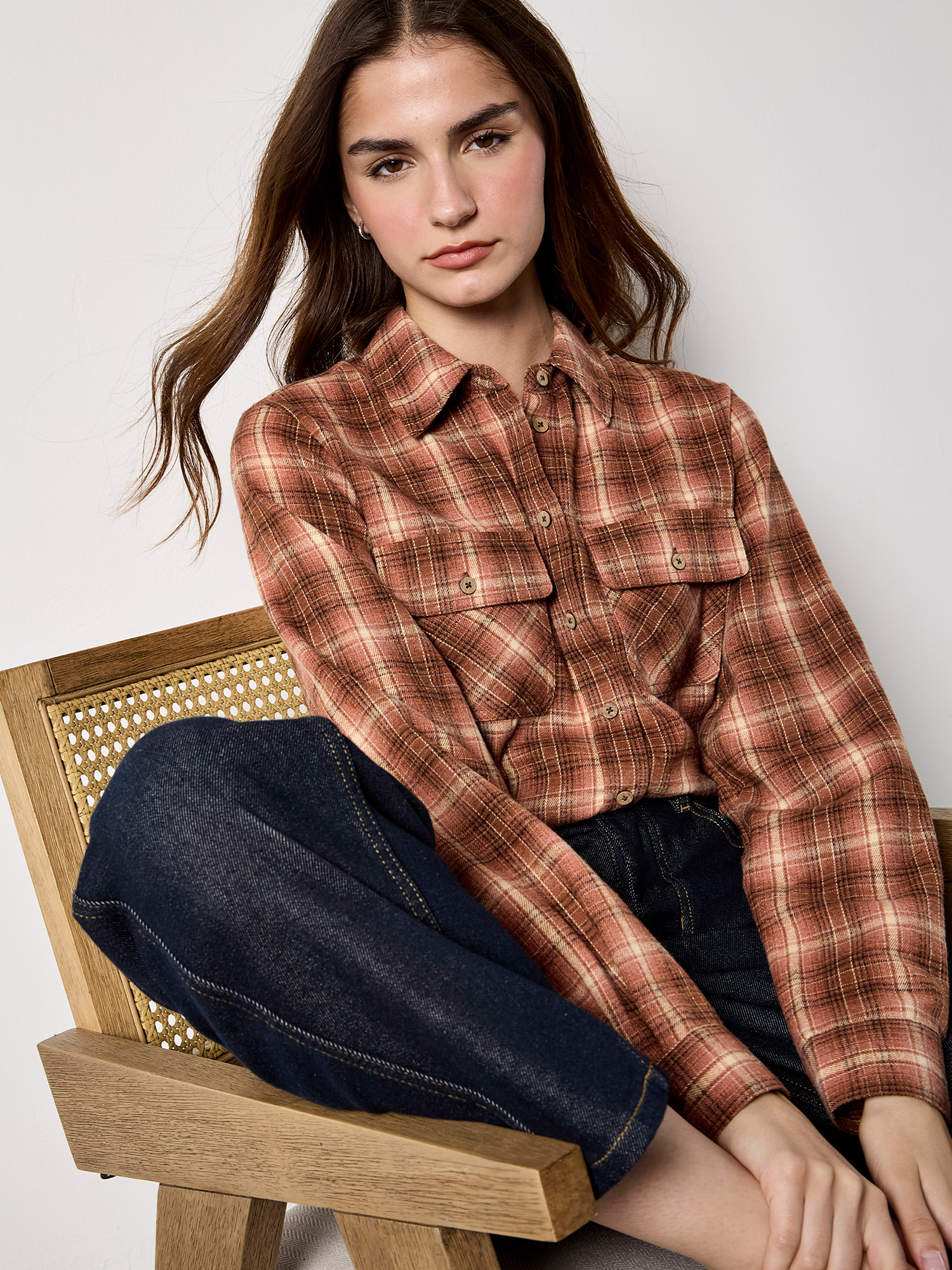 Soft Check Cropped Shirt | Apricot Clothing