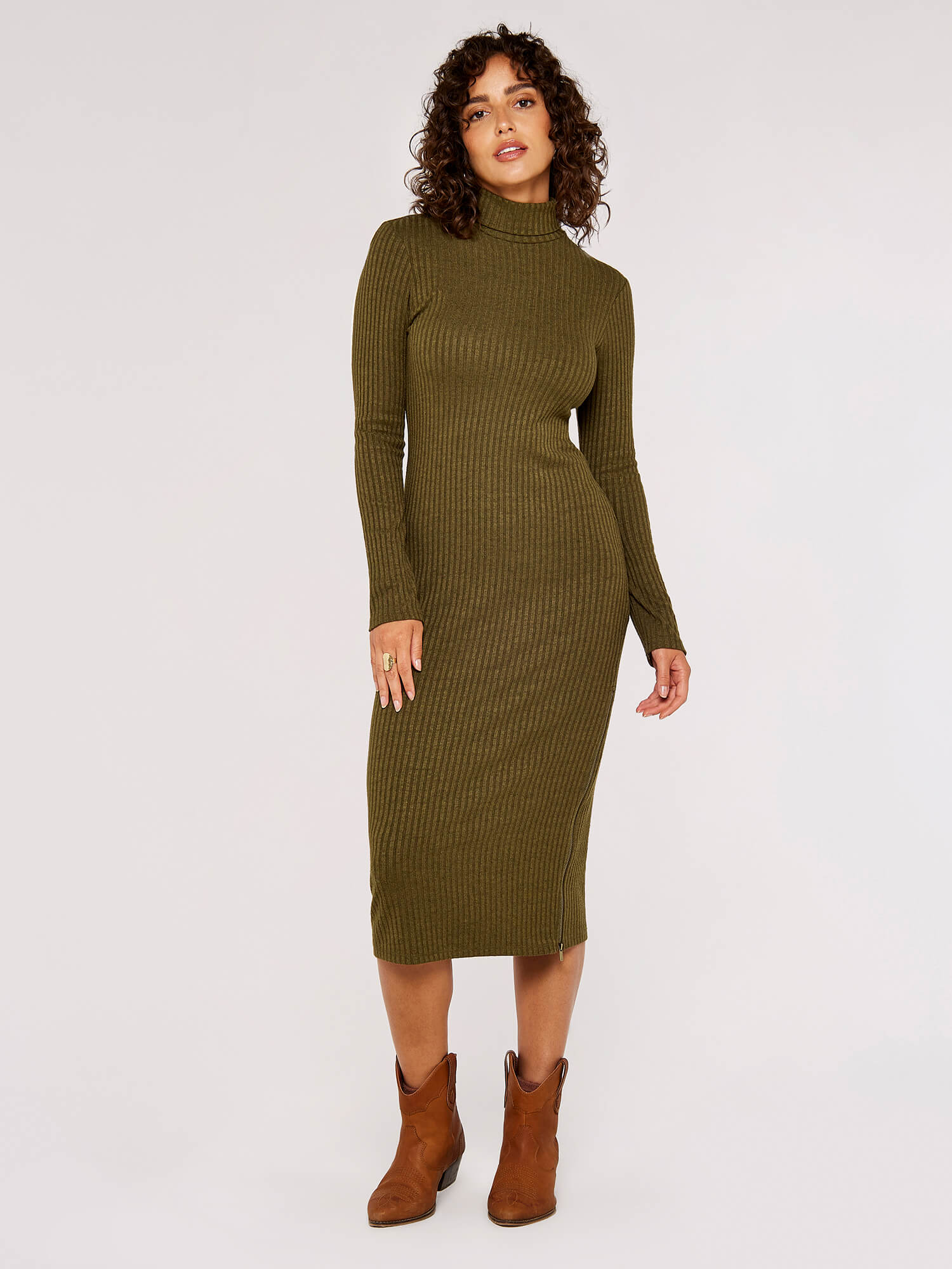 High Neck Midi Dress | Apricot Clothing