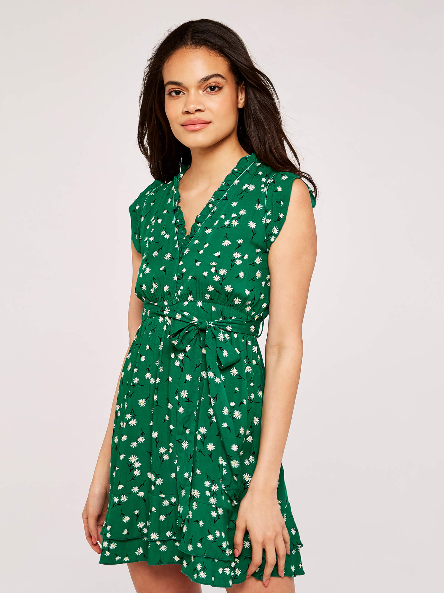 Daisy Ditsy Mini Dress Apricot Clothing