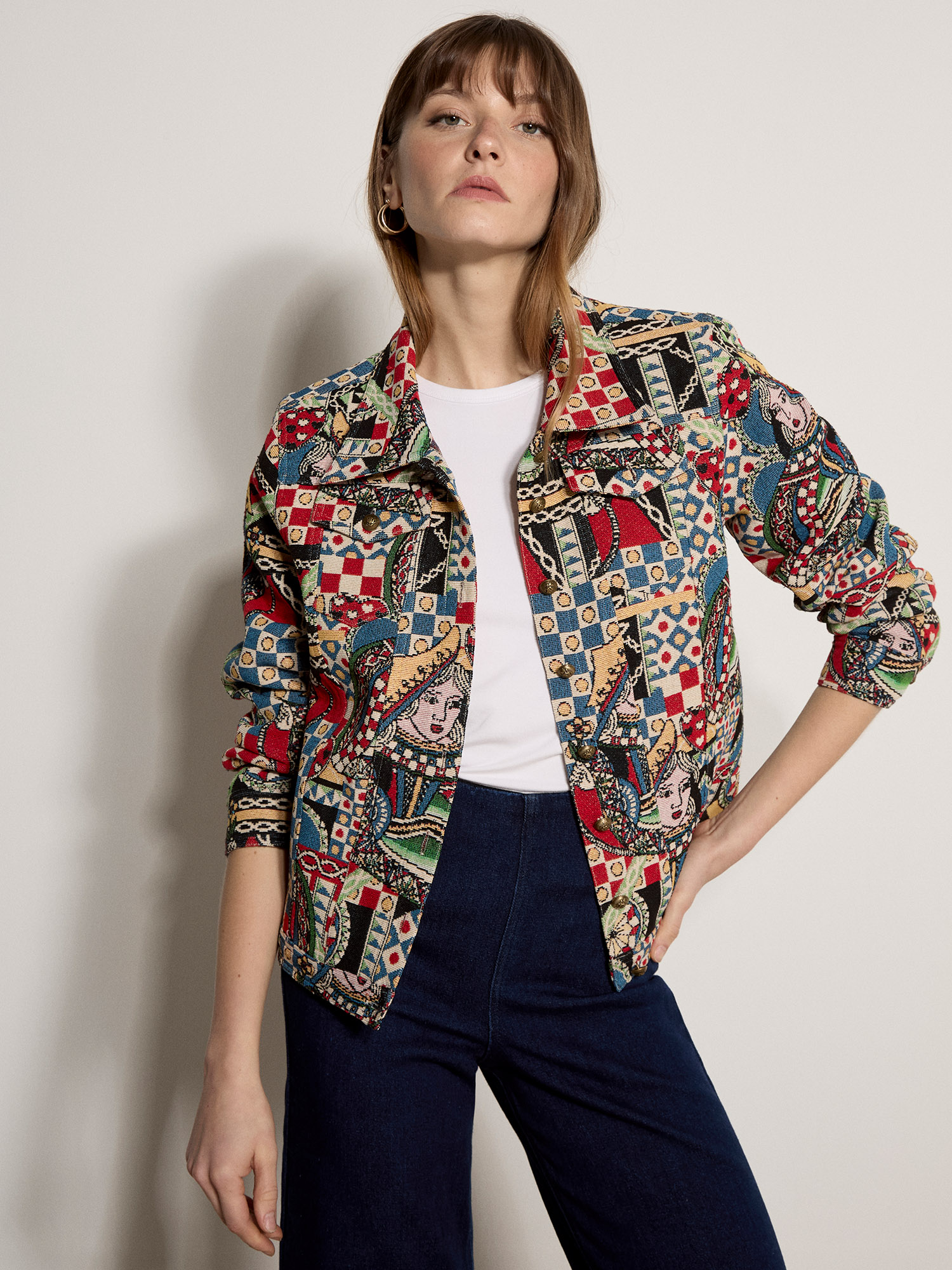 Colourful Card Tapestry Jacket | Apricot Clothing