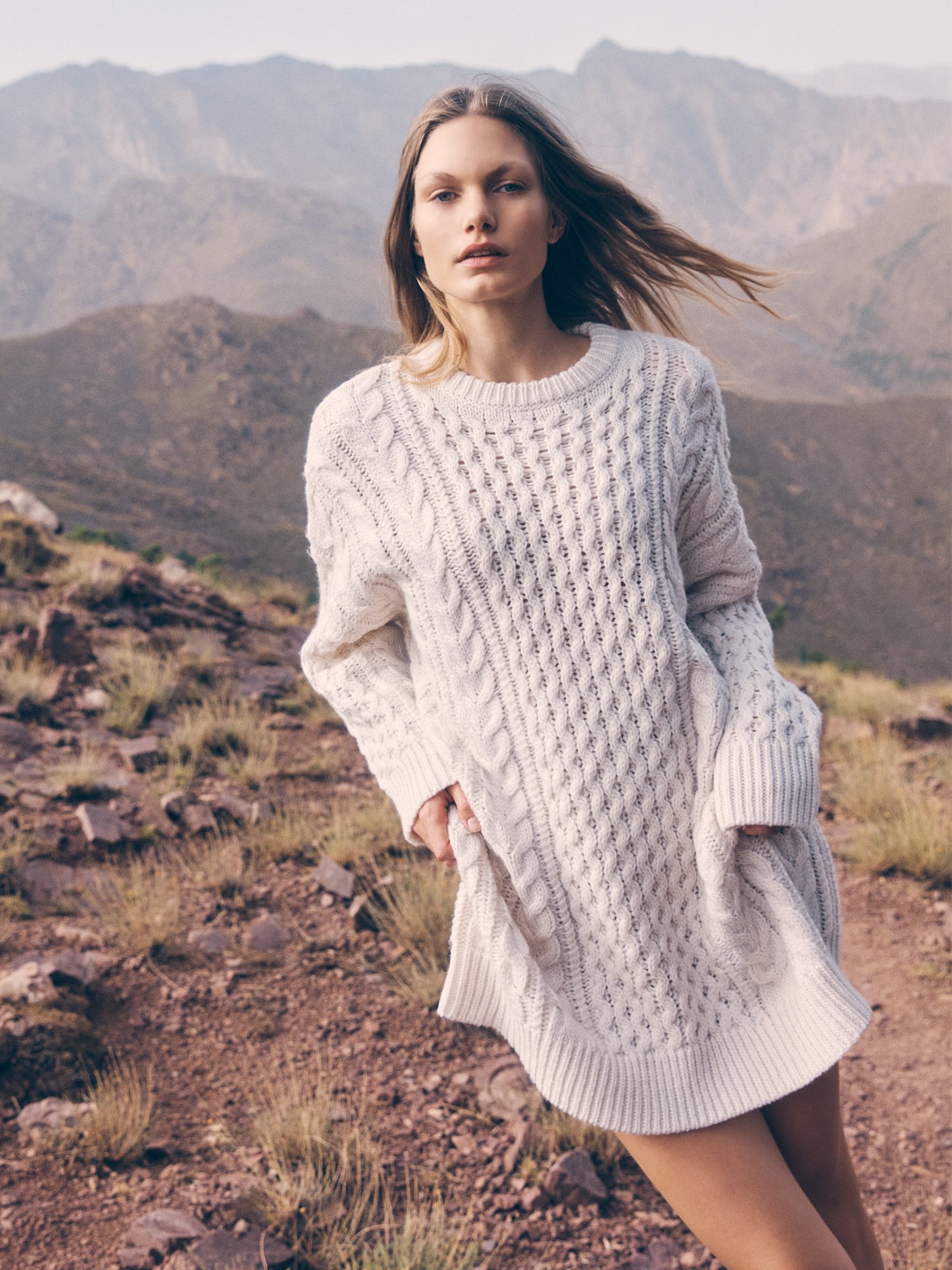 Chunky Knit Sweater Dress White Cable Knit Jumper Dress Oversized