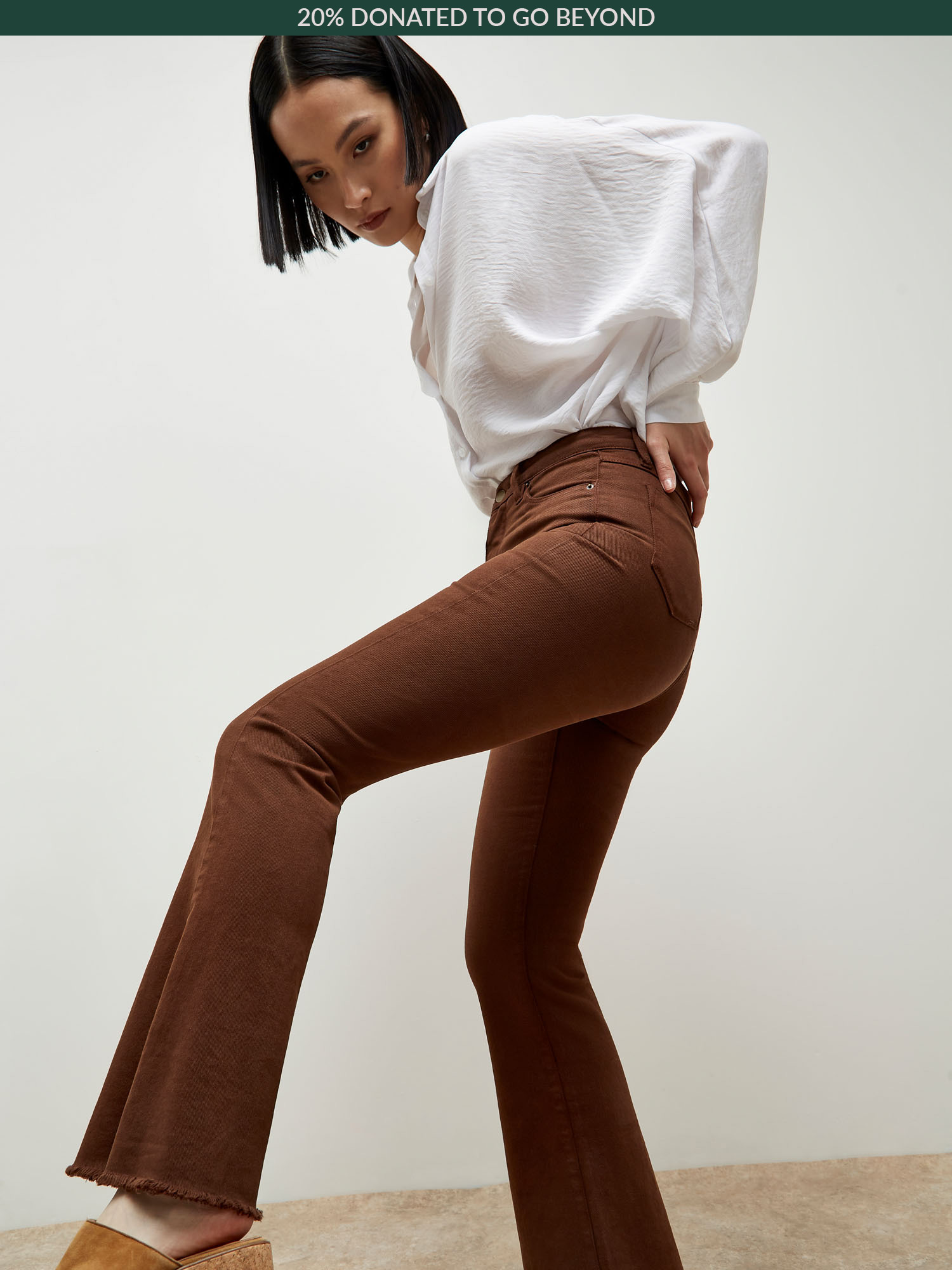 Gajess woman flare pants 36 ブラウン