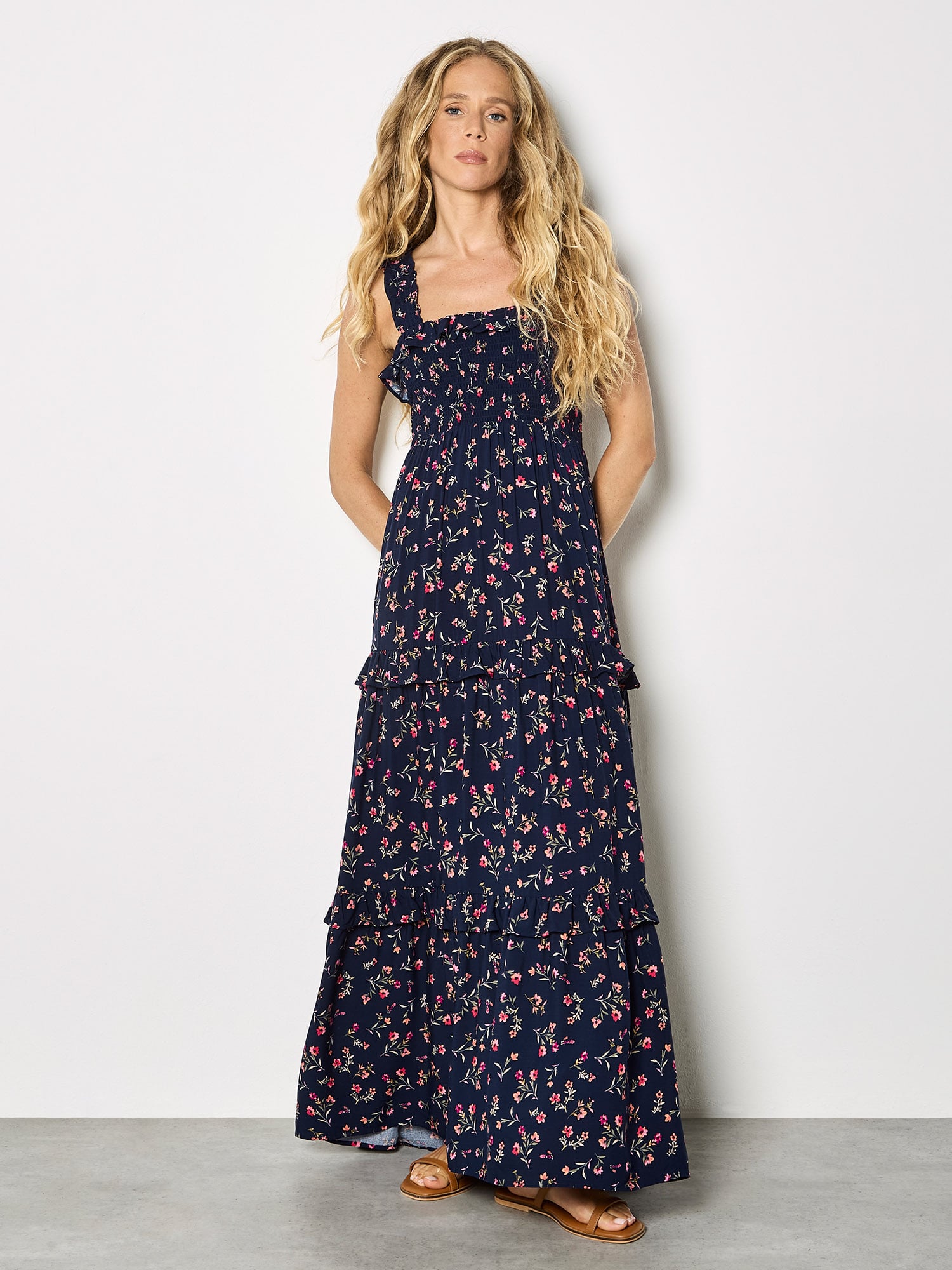 Ditsy Floral Smocked Maxi Dress | Apricot Clothing