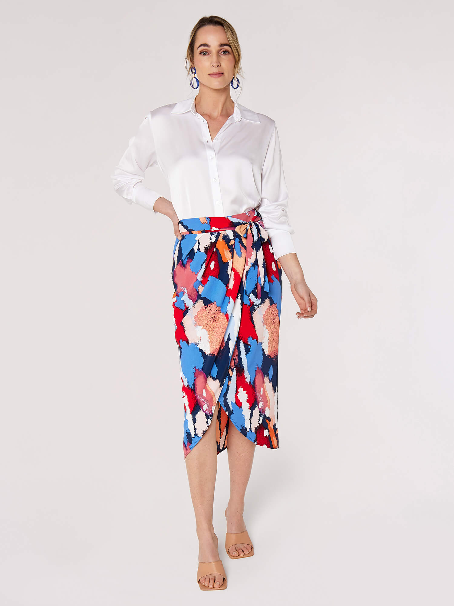 Printed Wrap Midi Skirt | Apricot Clothing