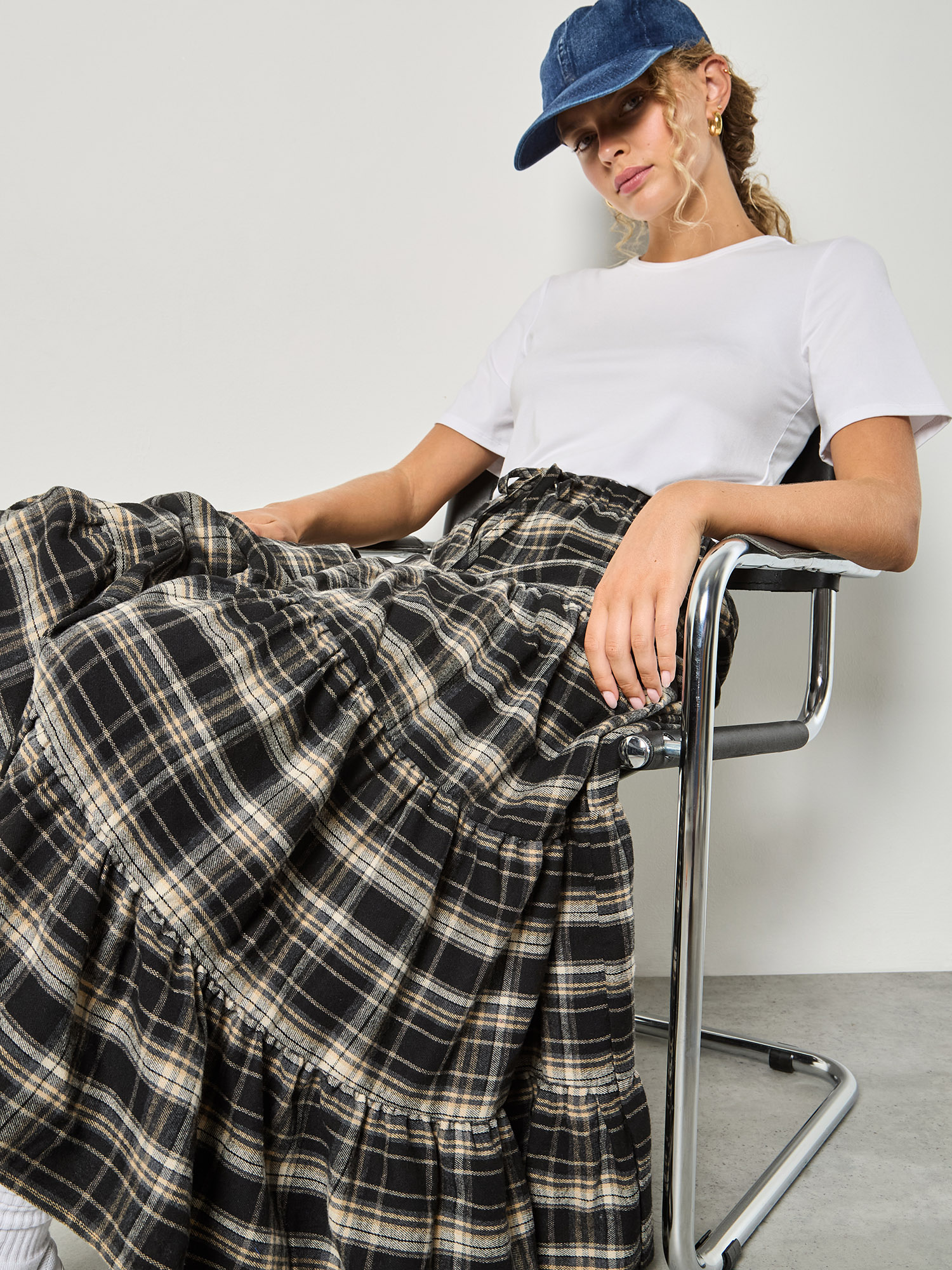 スカート Check embroidery tiered mini skirt Check embroidery tiered mini skirtの通販はau PAY マーケット - 輸入