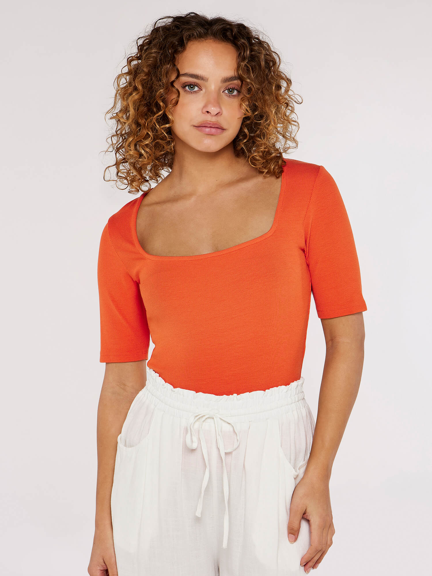 Square Neck Top Apricot Clothing