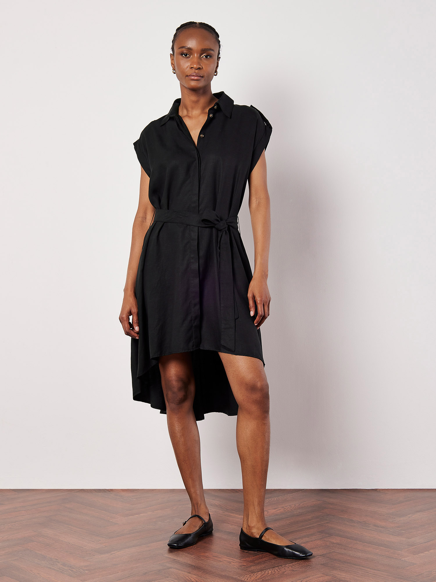 Loose High-Low Irregular Applique Shirt Dress Mini Dress