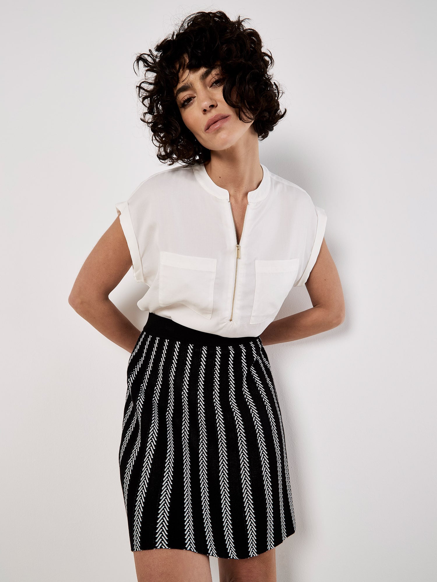 Aperol Stripe Panel Mini Skirt
