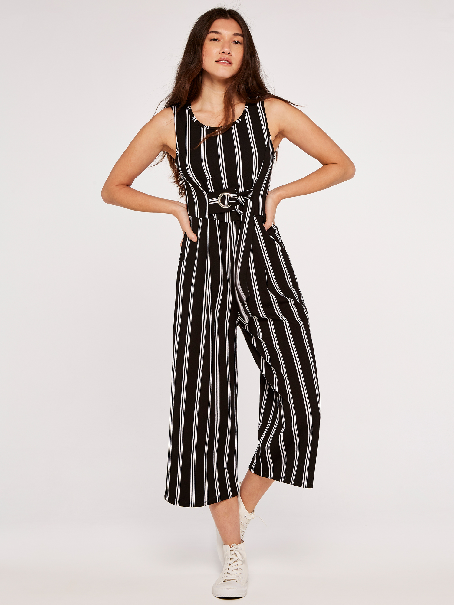 Stripe Jumpsuit Apricot Clothing