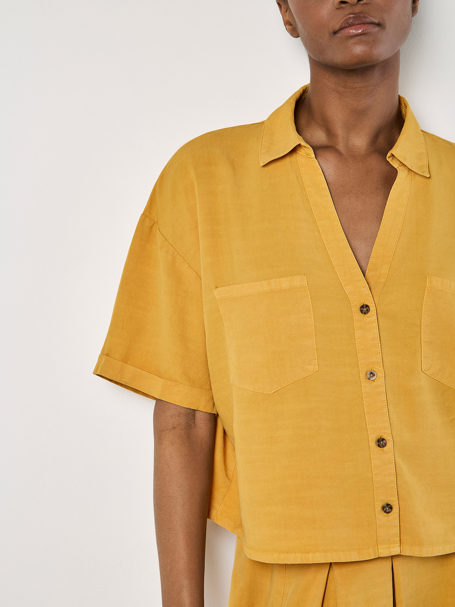 Open Collar Cropped Shirt | Apricot Clothing