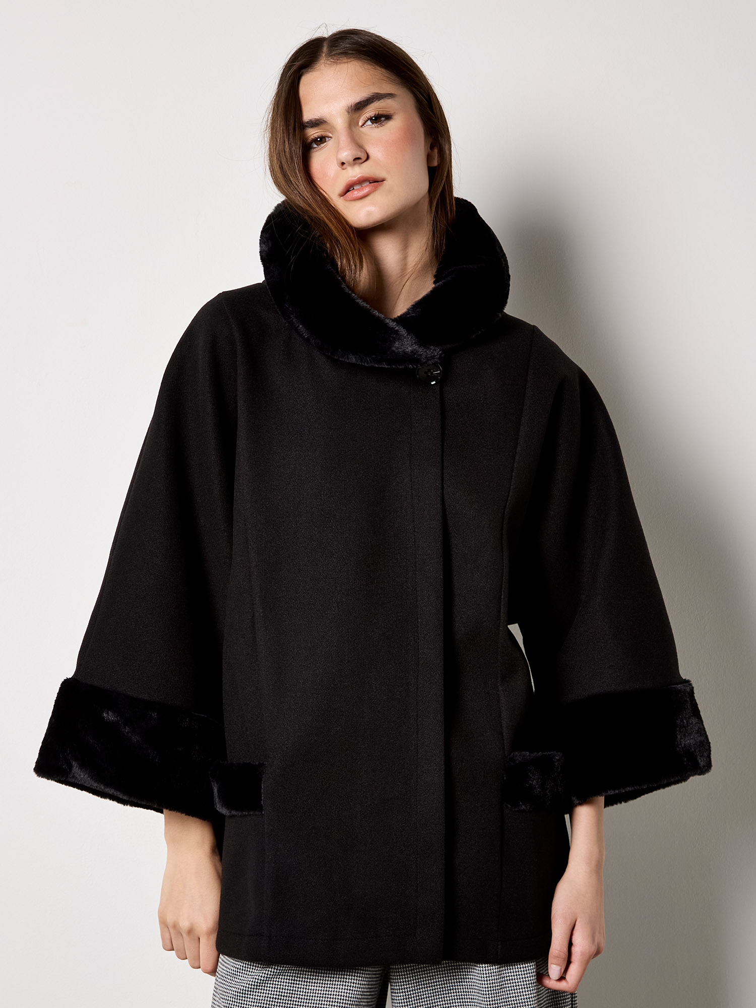 Faux Fur Trim Wrap Jacket | Apricot Clothing