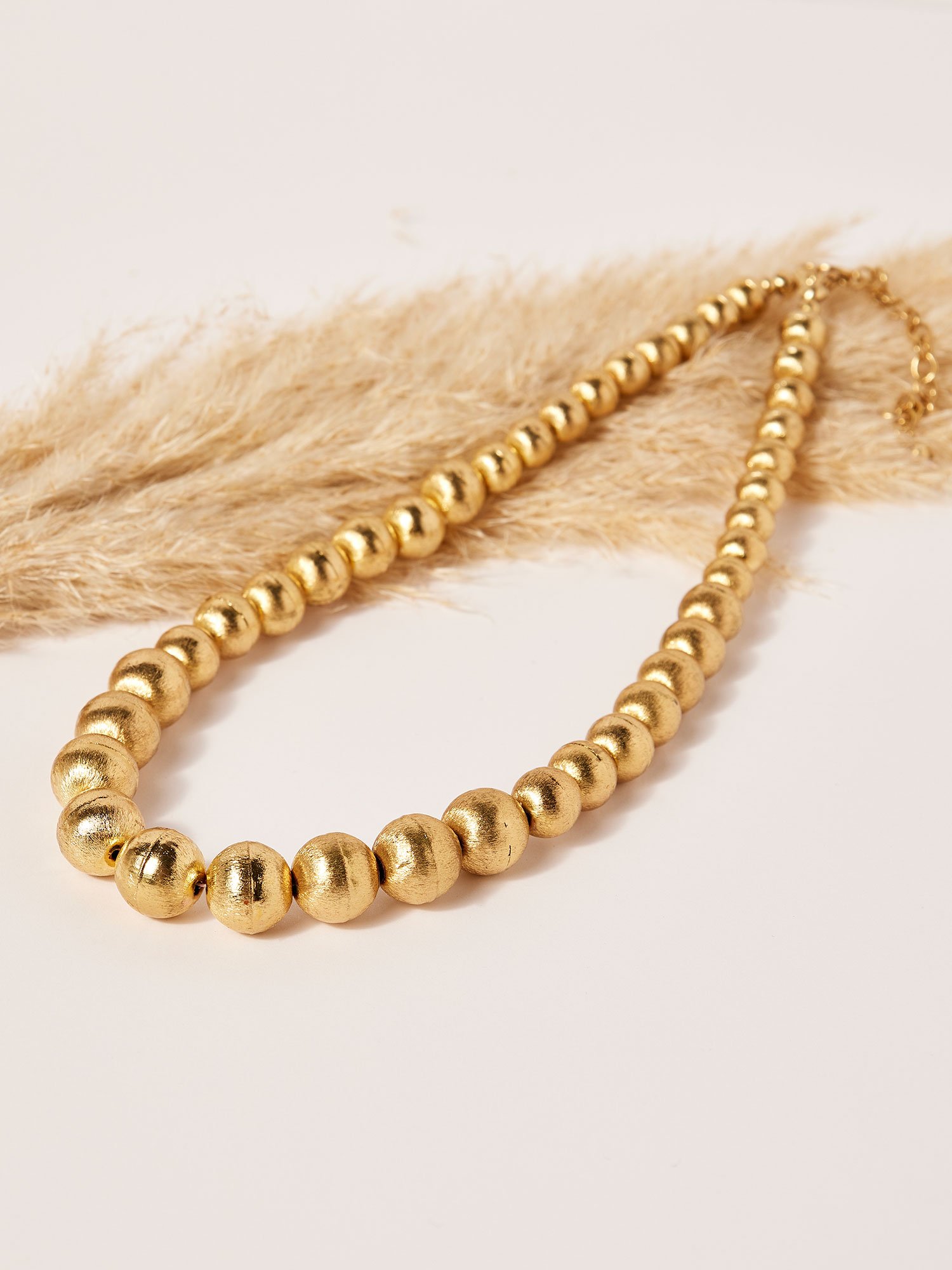 Solid gold on sale bead necklace