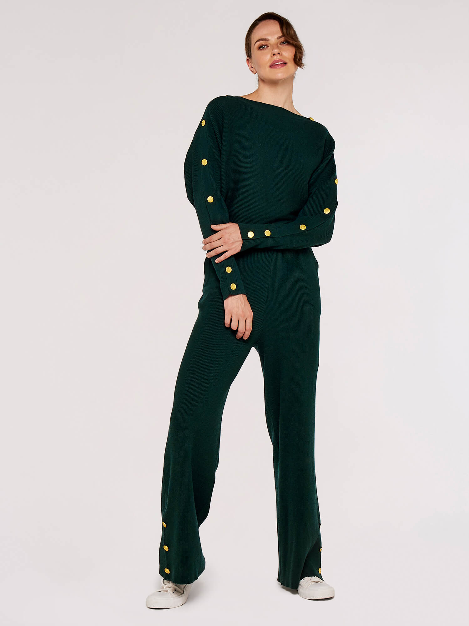 Ribbed Wide Leg Trousers | Apricot Clothing